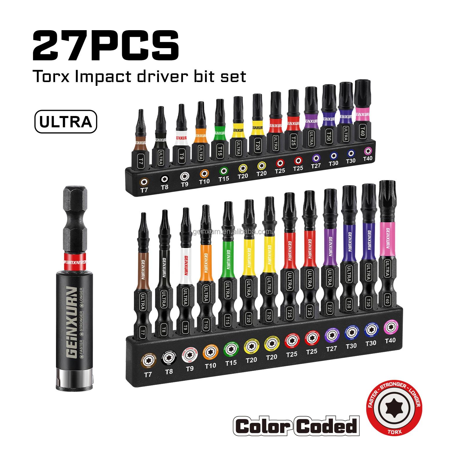 Ready to Ship in US Warehouse 52pcs Red Case High-Torque Impact Set Industrial DIY Color-Coded Screwdriver Bits OEM Customizable