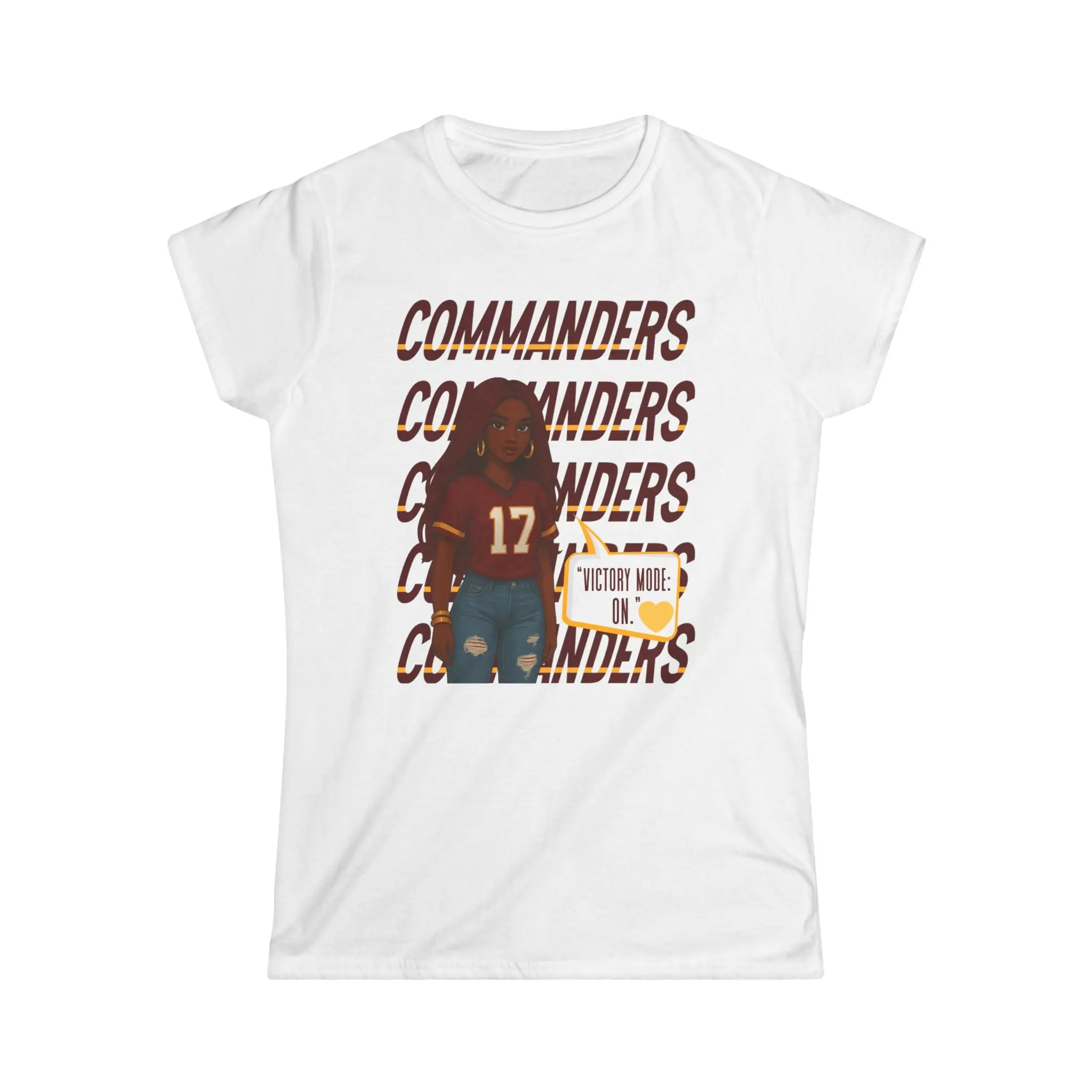 Commanders Women's Softstyle Tee - Fun Casual Shirt for Game Days, Fan Apparel, Perfect Gift for Sports Lovers, Comfortable & Stylish Fabric Top, Breathable Knit, Semi-Fitted Design, Ideal for Everyday Wear
