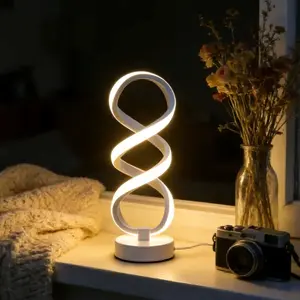 Modern LED Table Lamp with USB Dimmable Light, Unique Twin Spiral Design, Ideal for Bedroom, Living Room, Home Office Decor