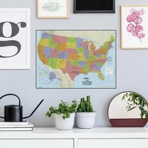 Dry Erase US Map Peel and Stick Giant Wall Decal - RoomMates: Vinyl Modern Decor, Self-Adhesive Large US Map