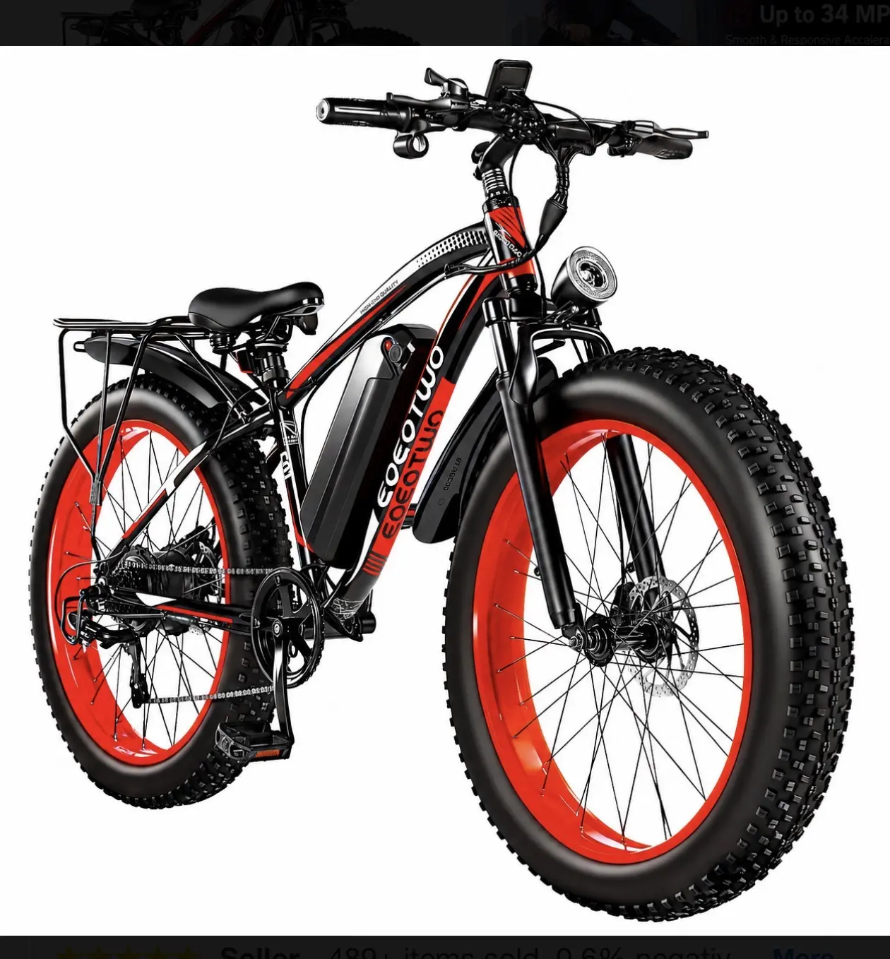 Electric Bikes for Adults 1500W 34MPH 60Miles Mountain 26" Fat Tire E-bike