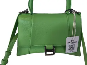 Pre-owned Balenciaga Italy Clutches & Wristlets Green Silver Label Hourglass Bag Crossbody Style Trendy Design Unique Hourglass Shape Stylish Accessory