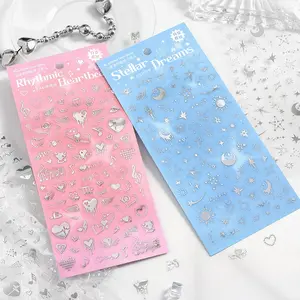 4 Pack Stereo Embossed Stickers Dream Series Korean Style Simple Diary DIY Card Stickers, Handmade Decorative Accessories