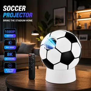 Football-shaped projector-Shaped Projector, Native 1080P Android 13 Smart Projector, 4K Support, 360° Rotation, Auto Keystone & Focus, WiFi 6, BT5.4, Portable Mini Projector for Home Theater, Outdoor Movies & Gaming