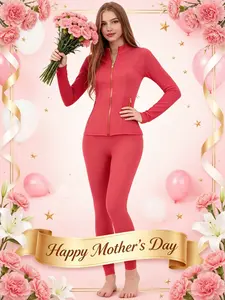 【Golden Ziipper】Two Piece Set Women's Soft Brushed Sport Jacket & 25" Inseam Leggings Set, Golden Zipper, Thumbholes, Casual Yoga Wear