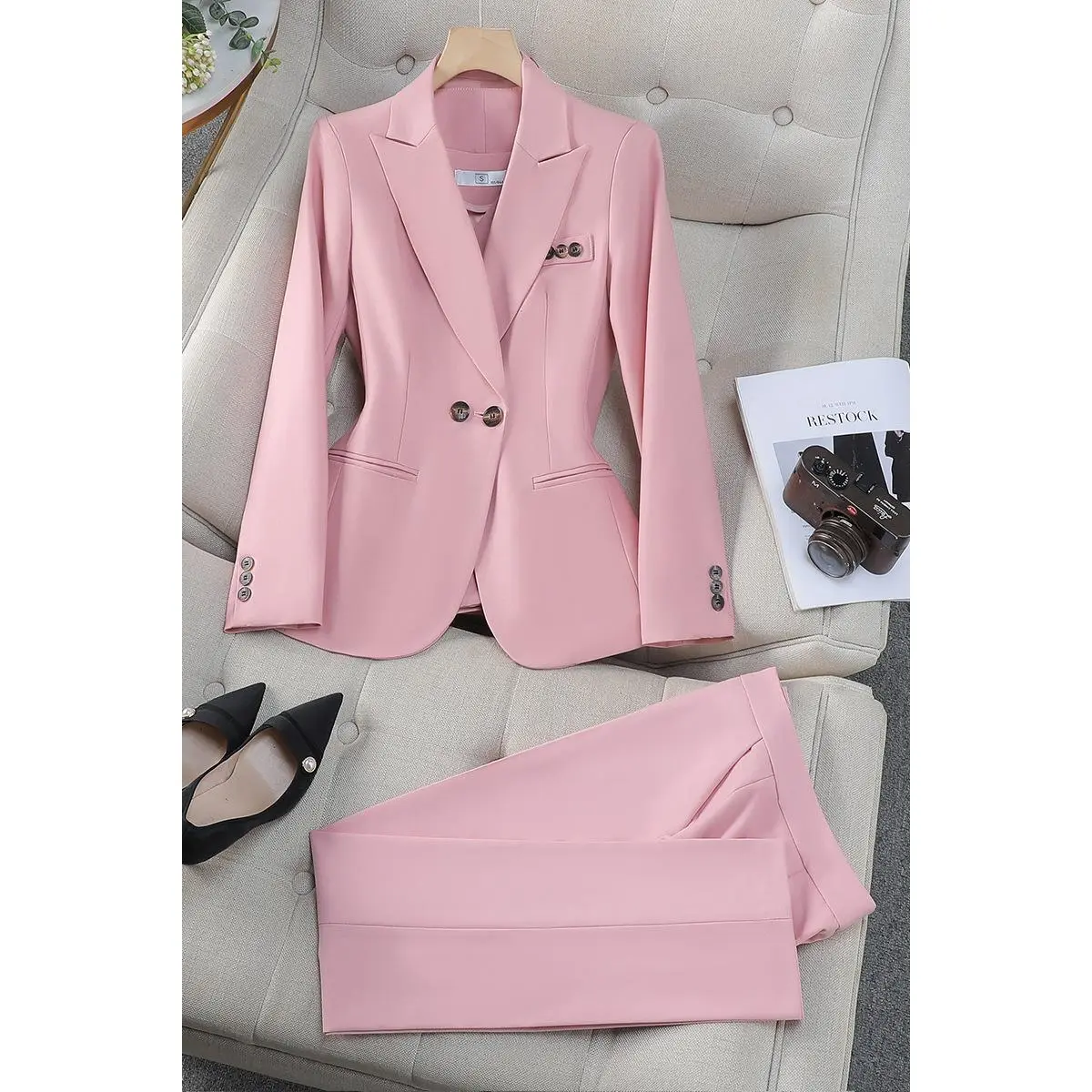 9617 Pink suit+pants Polyester fiber 78%