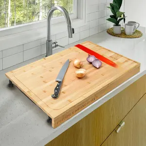 Over-the-Sink Cutting Board for Kitchen – Space-Saving Sink Cover for Counter Space, Kitchen Prep Board That Goes Over Sink, Also Works as Over the Stove Cutting Surface