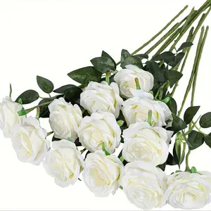 12pcs Realistic Rose Artificial Flowers, Home Wedding Decorations, Party Table Centerpieces, Valentine's Day Gifts, Decorative Bouquet, Artificial Flower Set