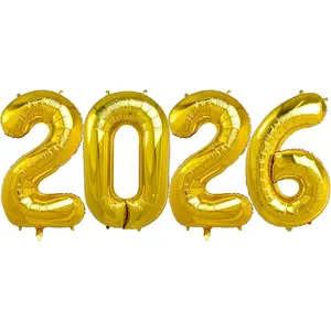 40 Inch 2026 Pack of 4 Gold Big Helium Foil Balloon Numbers Large Mylar Number for Christmas New Year's Eve Party Graduation Birthday