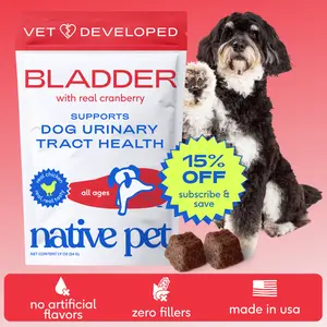 Native Pet Dog UTI Treatment - Cranberry Supplement for Dogs Bladder Control & Kidney Support - Prevent Urinary Tract Infection and Urinary Incontinence - Made with Real Cranberry Extract