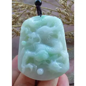 Certified Hand Carved Green 100% Natural Myanmar Burma A Jade Jadeite Dragon Spit Bead Pendant Necklace