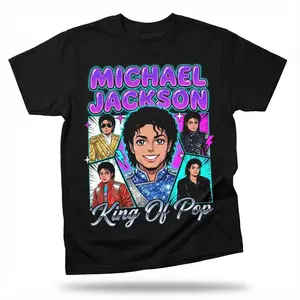 Michael Jackson Anime Shirt King of Pop Eras Tee Retro 80s Comic Style Gift Graphic Tee Heavy Cotton Tee Shirt, 100% Heavy Cotton Shirt