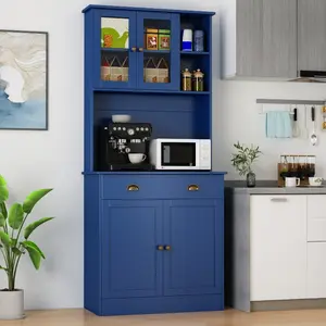 Modern Freestanding Pantry Cabinet with Wide Shelves & Enclosed Doors, Tall Storage Cupboard for Kitchenware, Snacks & Household Items