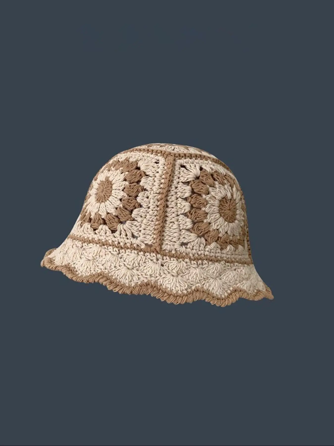 Women's Vintage Floral Pattern Knit Bucket Hat, Casual Trendy Breathable Cute Fisherman Hat for Fall & Winter, Fashion Accessories for Daily Wear, Knit Hats