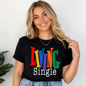 Living Single Graphic Cotton T-Shirt - Bright Colored Lettering Menswear