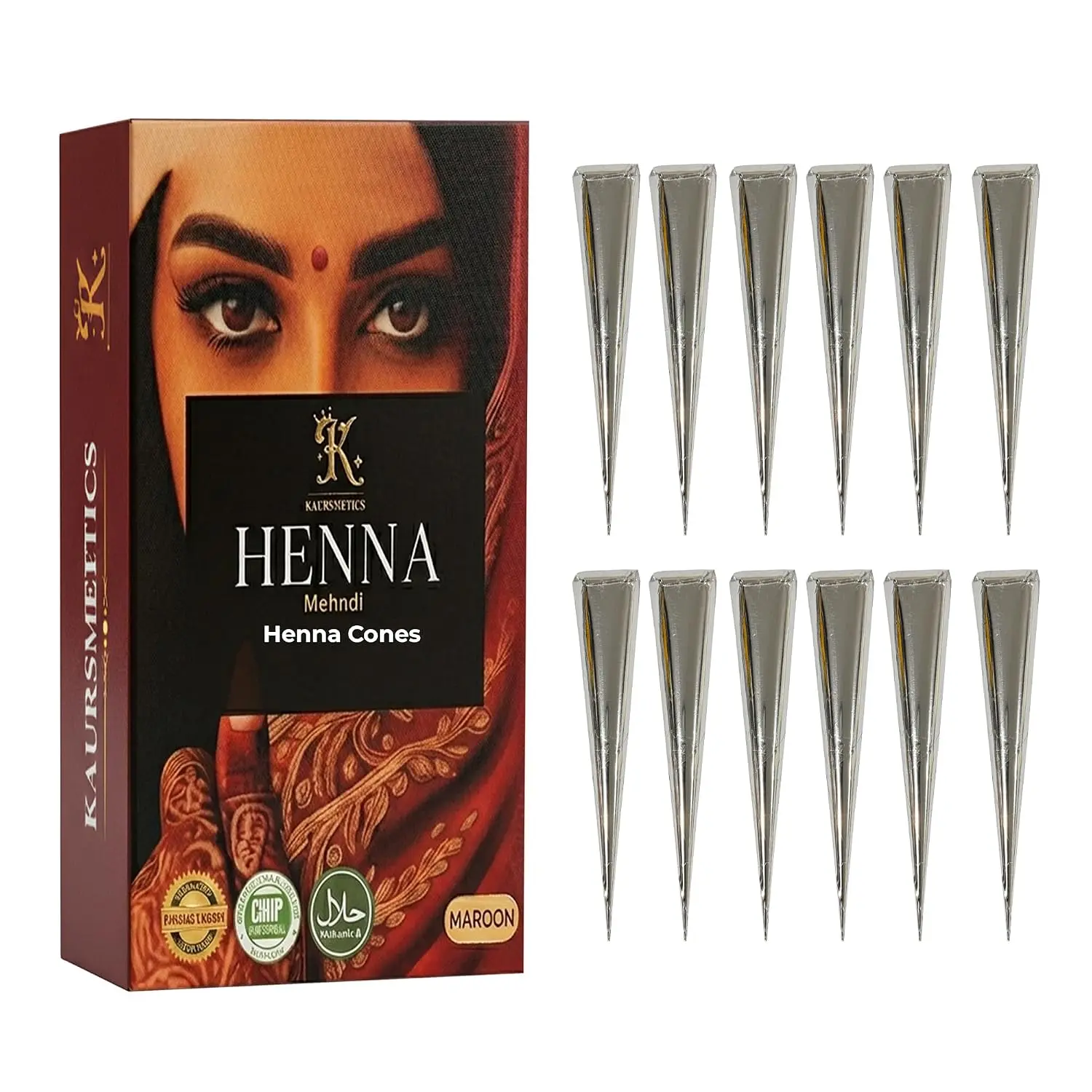 Henna Cones for Hair Coloring – Ready-to-Use Herbal Henna Paste for Deep Conditioning, Natural Maroon Hair Tint & Long-Lasting Botanical Hair Care, Pack of 12 Cones