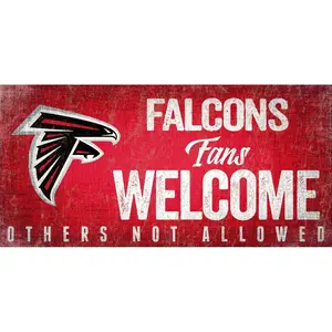 Atlanta Falcons Wood Sign Fans Welcome 12x6