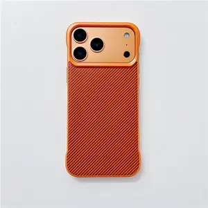 Diagonal stripe fiber magnetic naked-feel phone case for iPhone 17 Pro Max, 16 Pro borderless minimalist case