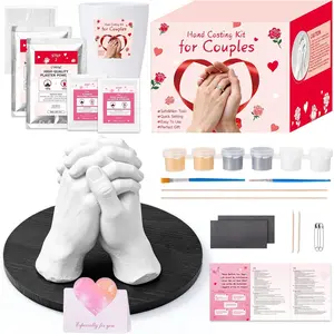 Hand Casting Kit for Couples with Base & Paints, Includes Trial Size, Hand Mold Kit Couples  for Valentine's Day Gifts, Anniversaries, Romantic Date Night DIY