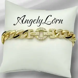 1252 14k Laminated High Quality For Everyday Use, Bracelet cuban For women Elegant Design ,Hypoallergenic
