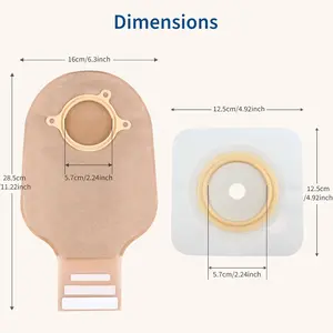 22 PCS Ostomy Supplies 2 Piece Colostomy Bags, Two Piece Drainable Ostomy Pouch with Hook-and-Loop Closure for Ileostomy Stoma Care, Cut-to-Fit (16 x Bags+6 x Barriers)