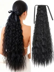34"super Long Corn Wavy Ponytail Hairpieces Synthetic Afro Curly Drawstring Ribbon Fake Hair Kinky Culy Hair Extensions