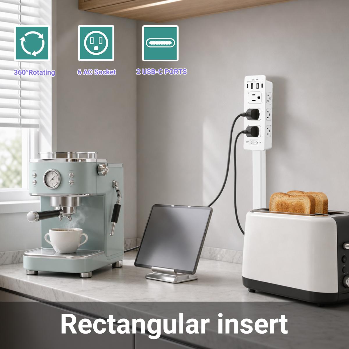 Rotating Wall Outlet Extender – 2 AC + USB-C/A Ports (34" Extension, Wall-Mountable & ETL Certified) | Space-Saving Power Solution for Home & Office,Portable ,easy to use Rotating Wall Outlet Extender – 2 AC + USB-C/A Ports (34" Extension, Wall-Mountable & ETL Certified) | Space-Saving Power Solution for Home & Office,Portable ,easy to use