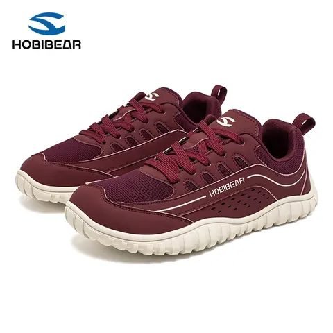 HOBIBEAR Men's Wide-Fit Barefoot Running Shoes - Spring & Autumn Low Top Lace-Up, Outdoor Casual, Breathable Sports, Leisure, Walking Sports, Cool Knitted Upper, Lightweight High-Performance
