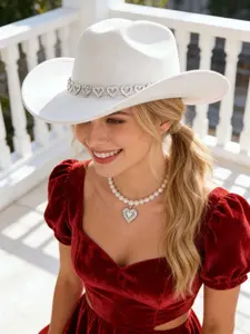 Valentine's Heart Decorative Jazz Hat for Men and Women, Stylish Fashion Accessory, Perfect for Performances and Events