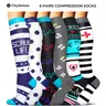 Tinylemon 6 Pairs Knee High Compression Socks 15-20 mmHg for Women Men | Breathable Moisture Wicking Calf Support Socks for Travel Flying Hiking Work Sports