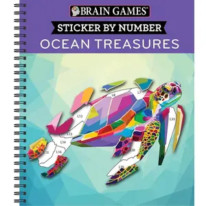 Brain Games - Sticker by Number: Ocean Treasures 13 Images to Sticker for Kids Teens and Adults Relaxing Engaging Activity Book