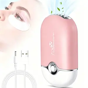 Mini Portable Eyelash Fan Handheld for Eyelash Extension Rechargeable USB C Air Cooling Blower with Built in Sponge Lash Extension Application