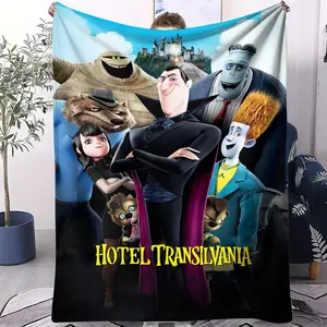 Hotel Transylvania Pattern Soft Warm Plush Blanket, Perfect Gift for Bed Sofa Car Room Decor, Single-Sided Printed Flannel Throw