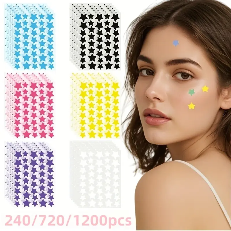 240/720/1200pcs 6-Color Rainbow Acne Patches – Bright Multi-Color Blemish Cover Stickers, Lightweight Skin-Friendly Spot Protection, Acne Spot Treatment, Breathable Daily Facial Care, Cute Makeup Decoration for Party & Festival