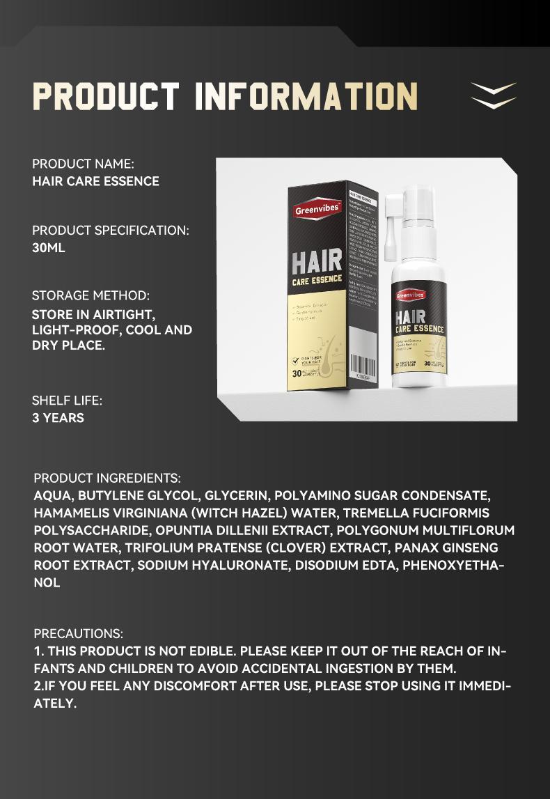 Greenvibes 2 Hair Care Essence Containing Ingredients such as Butylene Glycol, Glycerin, and Polyaminoglycoside Condensates Enhance Strength and Vitality