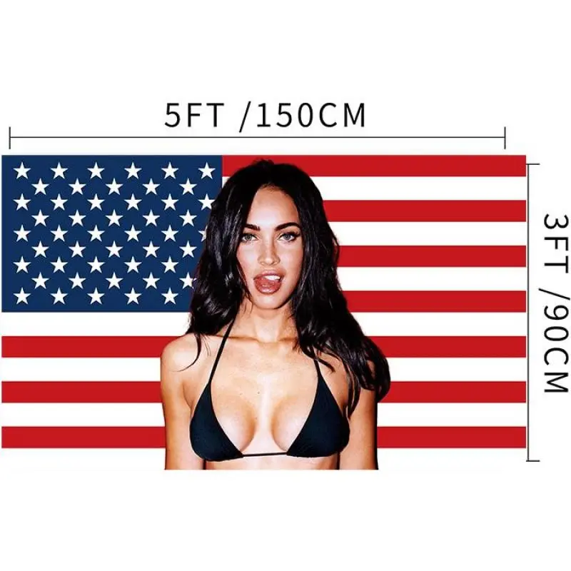 Megan Fox American 3x5Ft Flag Tapestry for Wall Hanging Man Cave CollegeDorm Room Decor Outdoor Banner with 4 Brass Grommets,Cartoon,decorative,evangelion,removable,Personalized,Motivational,last,Hippie,anime,mexican,rivalry,extra,fan, Patriotic, Party De