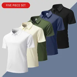 Men's 5-Pack Basic Polo Shirt - Silky Fabric, Classic Lapel, Easy to Use for Workplace, Sports and Daily Wear