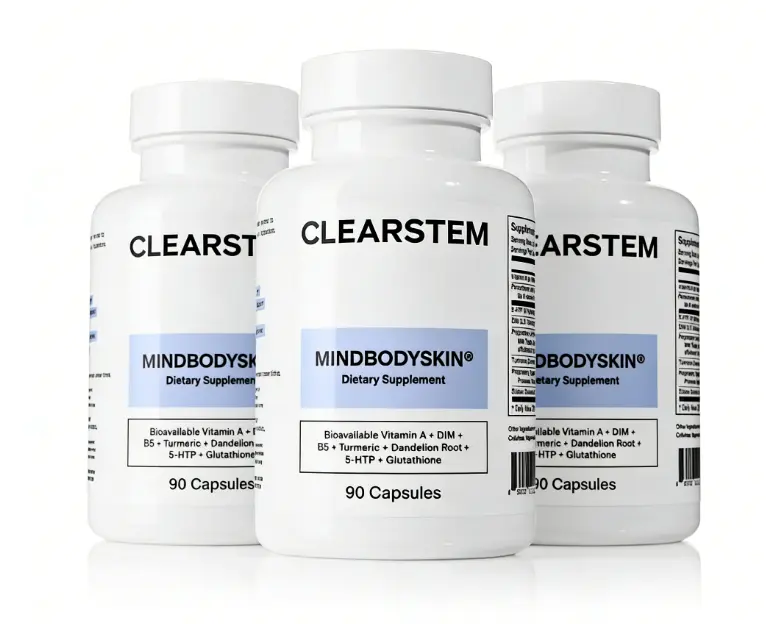 Clearstem Hormonal Acne Supplement with DIM, B5, Turmeric - 90 Capsules for Clear Skin, Hormone Balance - Natural Edible Dietary Supplement by Clearstem Healthcare