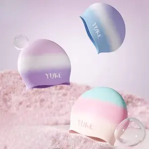 Yuke 2026 New Cute Pastel Swim Cap Comfortable Waterproof Silicone Cap for Ladies Perfect for Swimming