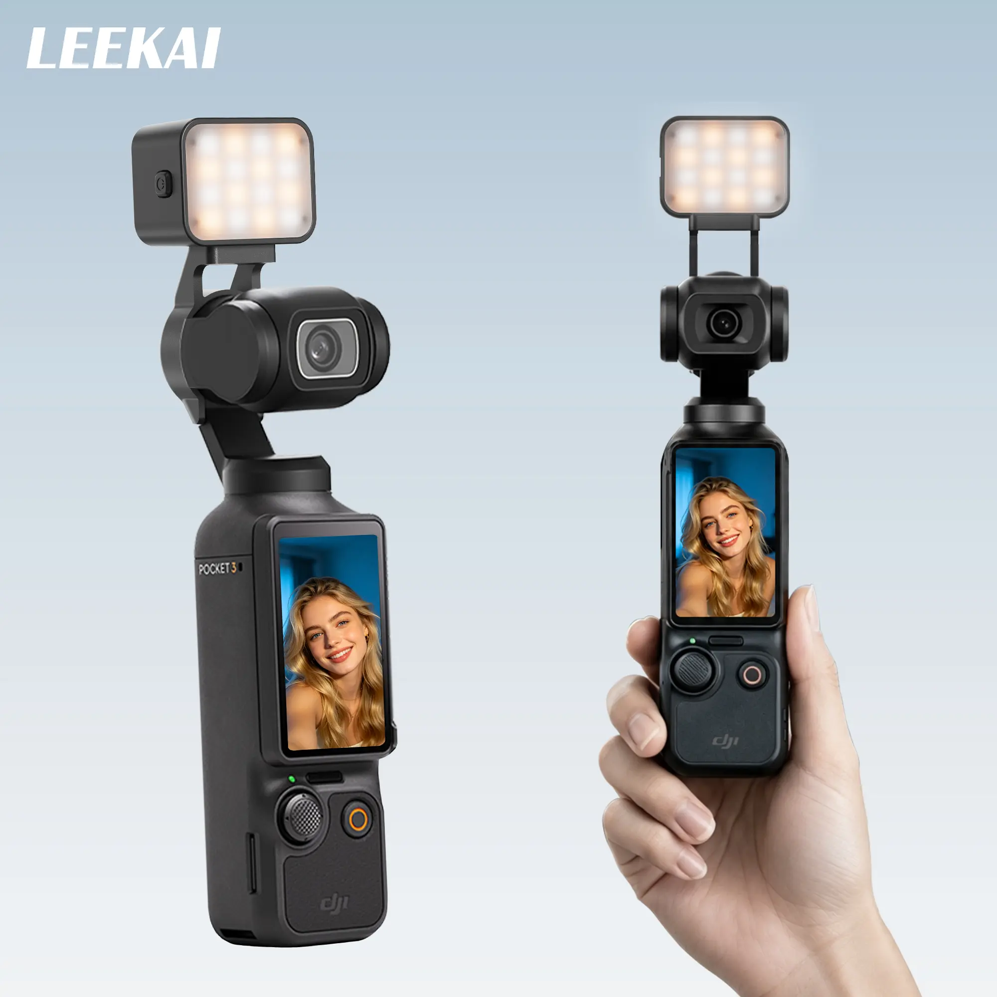 LEEKAI Magnetic Auxiliary Light PL15 for DJI Osmo Pocket 3 & Xtra Muse, Mini LED Fill Light Attachment, CRI95+ High Color Accuracy Vlog Selfie Video Light with 500mAh Battery, Compatible with Action Camera