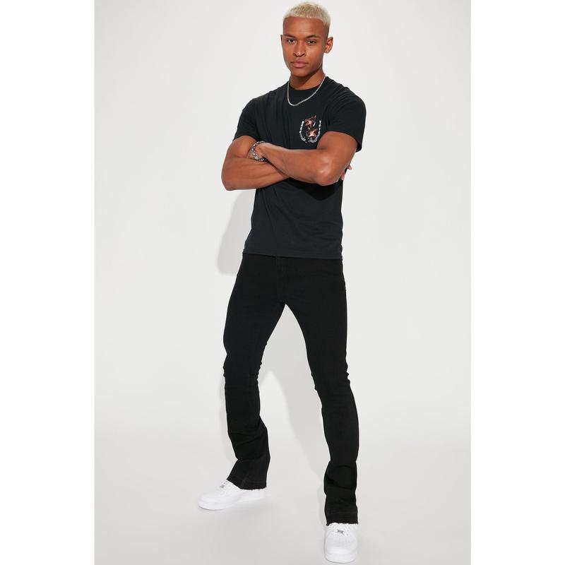 Cornell Stacked Skinny Flare Jeans - Black