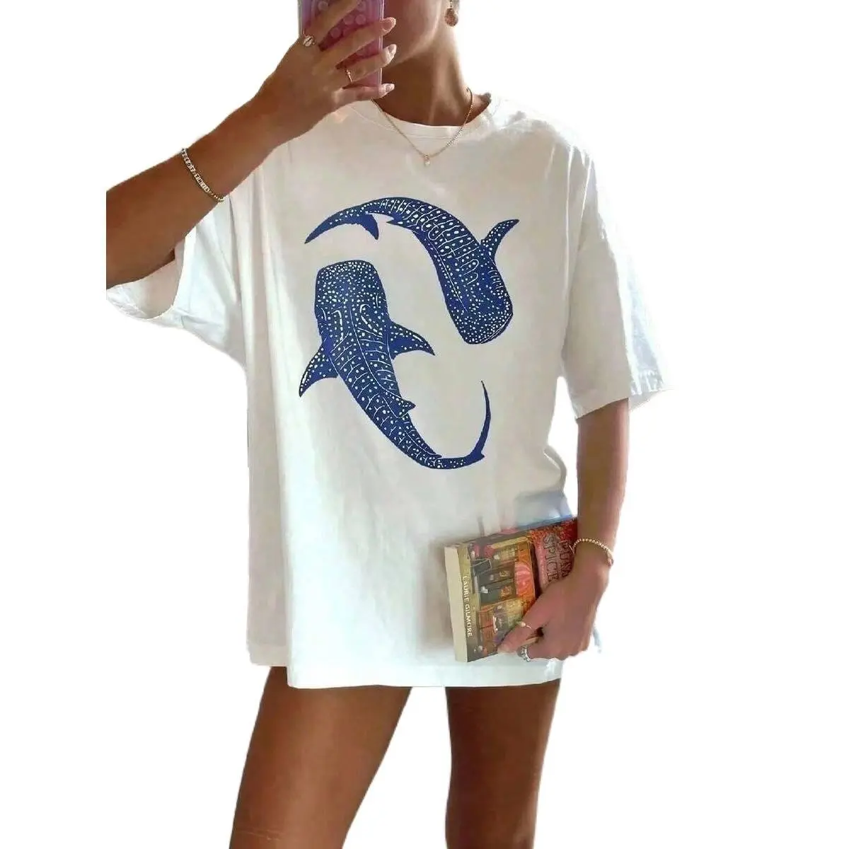 Valentine Outfits For Women2026Blue Whale Shark Simple Printing T-Shirts Women Summer Tops Comfortable O-Neck T Shirt Fashion Casual Women Clothesethiopian Dress Valentines Clothes