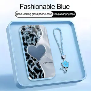 Suitable for [iPhone Se 2] high-end phone case，a beautiful four-leaf clover lanyard is included,simple leopard print heart pattern,a variety of colors are available for you to choose from YM99