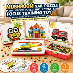 Mushroom Puzzle for Kids, Fun Brain Teaser Game, Creative Educational Toy, Gift for Boys and Girls, 10 Challenges Included