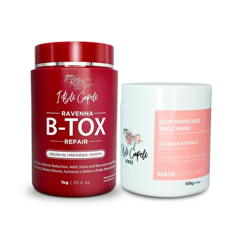 Belli Capelli Ravenna 1300ml Haircare Set - B-Tox Treatment, Venice Cassava Extract Mask, Nourishing Keratin, Argan Oil Strengthening Hair Solution for Adults, Bleach Damage Fix, Damaged Hair Repair, Anti-Frizz