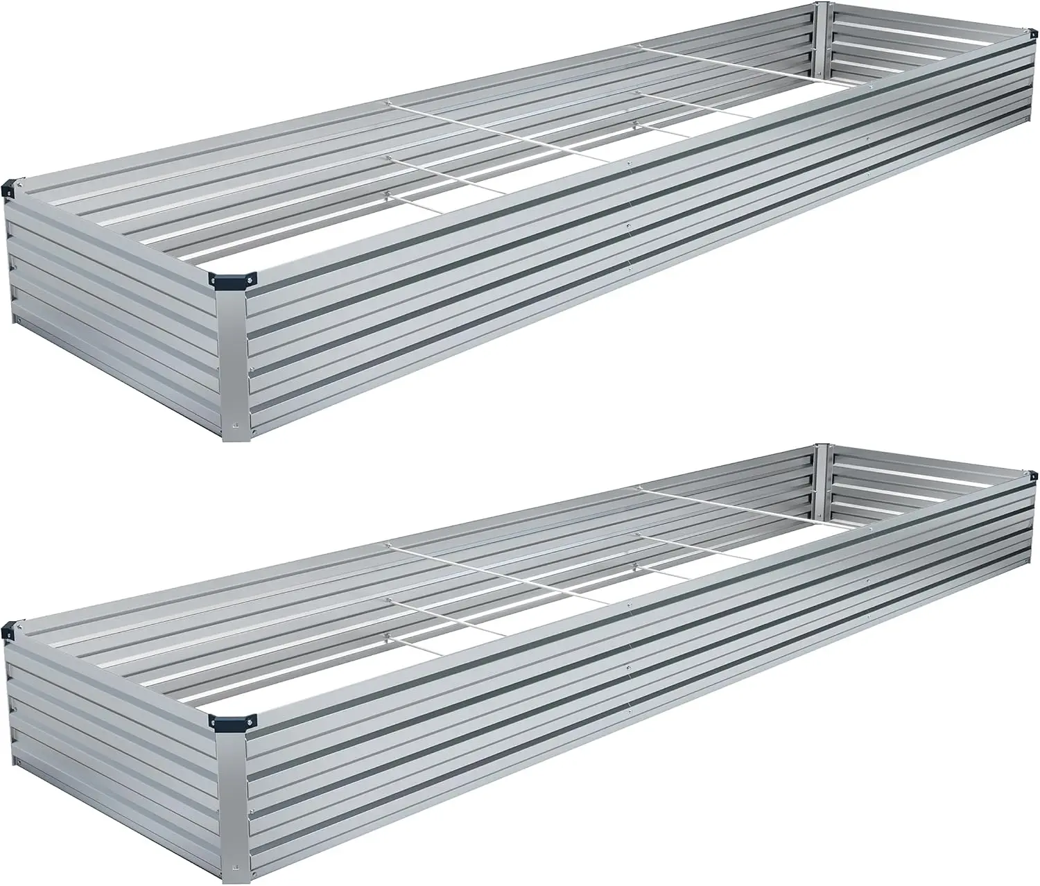 DIIYIV 2PCS 12x4x1FT Galvanized Raised Garden Bed Kit,Vegetable Boxes-Rectangle Metal Flower Box,Large Planter Raised Beds Outdoor Garden for Planting,Fruit,Herb-Silver