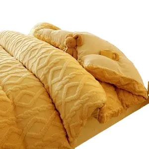 Taffeta Velvet Winter Quilt Set Skin Friendly Warm Four Piece Heat Retention Collection