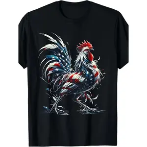 Funny Chicken 4th of July T-Shirt for Men - Retro "Cluckin Off" Graphic Tee, Hens & Rooster Design, Soft Casual Short Sleeve Crew Neck, Comfortable Fit for BBQ Parties & Everyday Wear, Machine Washable