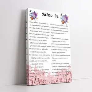 Spanish Psalm 91 Inspirational Canvas Wall Art, - Colorful Frame Christian Decoration for Living Room and Bathroom, Ideal for Christmas and New Year
