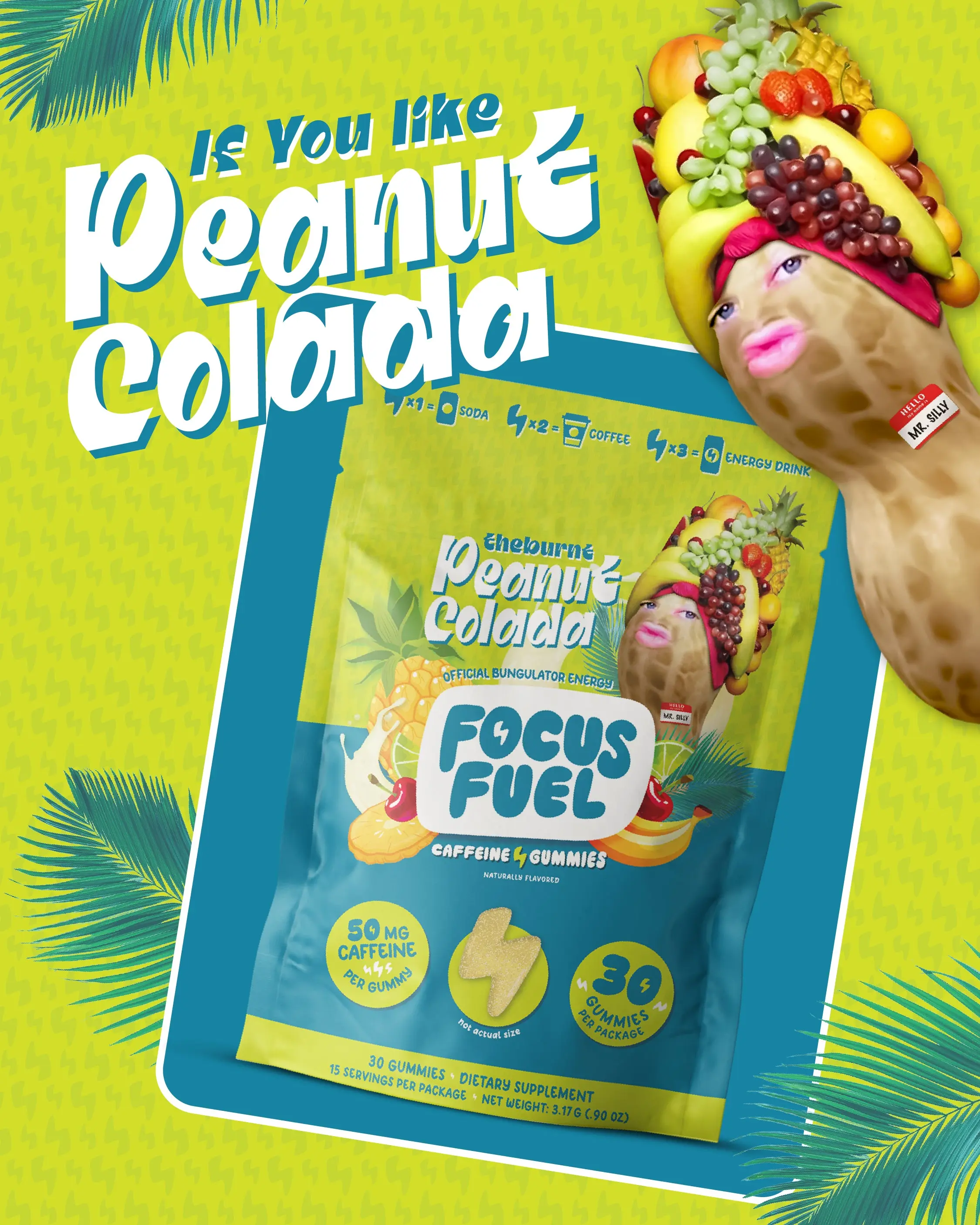 Focus Fuel - TheBurntPeanut Limited Edition Peanut Colada Coconut-Infused Caffeine Boost Sports & Energy Gummy from Focus Fuel